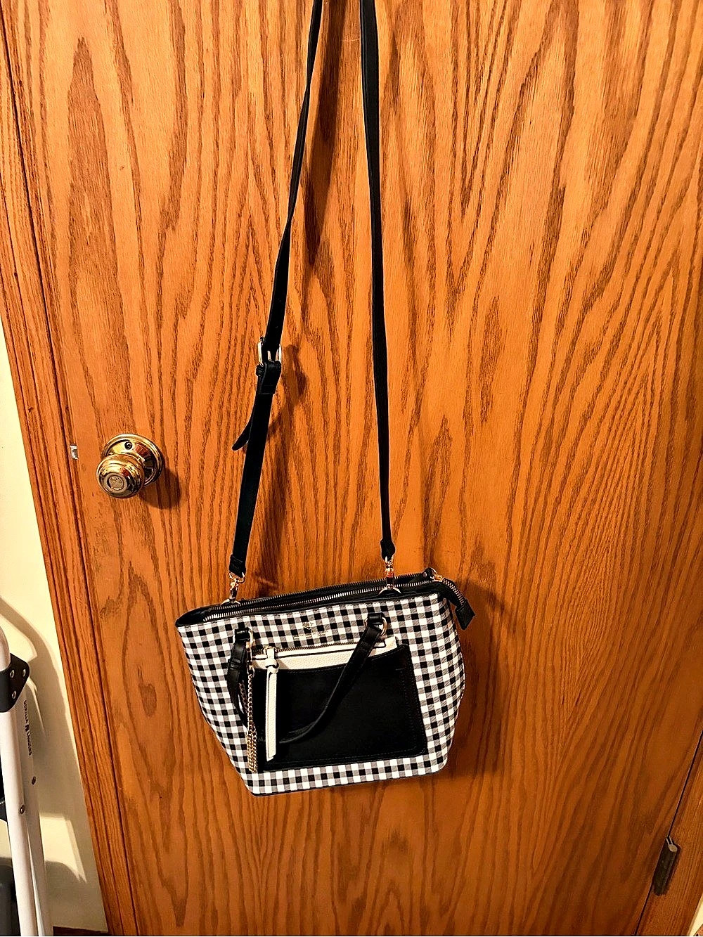 Nanette Lepore Gingham Crossbody Bag in Black & White